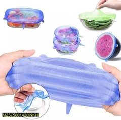 6 PCS Kitchen Reusable Silicone stretch Seal Led