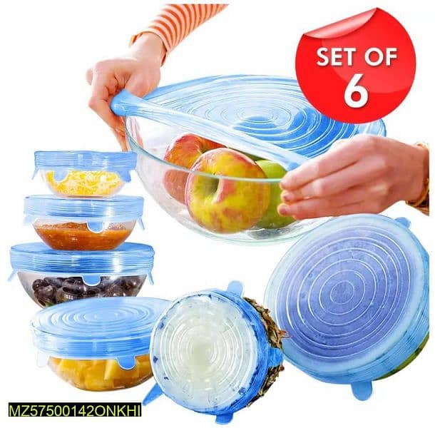 6 PCS Kitchen Reusable Silicone stretch Seal Led 1