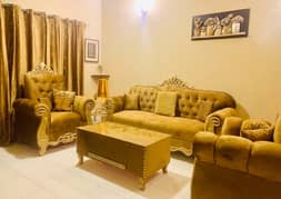 Royal Sofa Set 5 Seater | Golden Textured