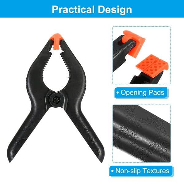 5pcs Spring Clamps,  Plastic Flexible Anti Slip Strong Clip, Black 1