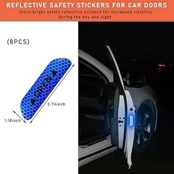 Car Door Open Reflective Stickers, Night Visibility Safety Warning 3