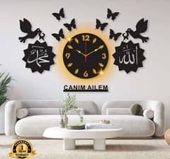 Beautiful MDF Wood Wall Clock With Backlight