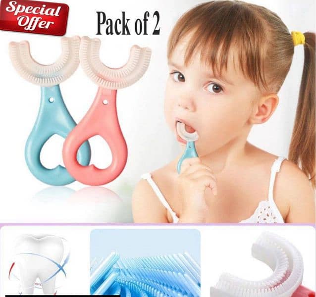 pack of two Baby U shaped toothbrushes 1