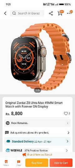 ZORDAI Z8 Ultra Max smart watch