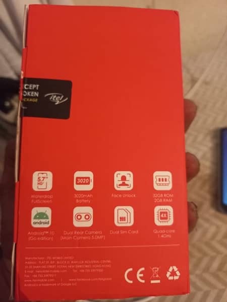 itel A26 only box open 2