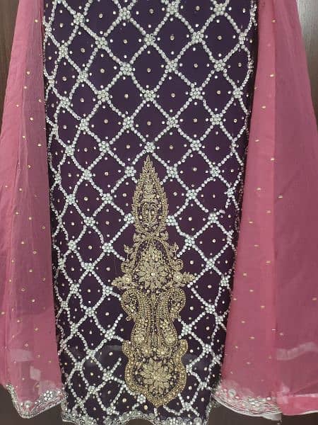 Beautiful Pink Long Maxi 3 piece heavy embroidered dress 3