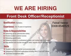 Front Desk Officer Female/Receptionist 0