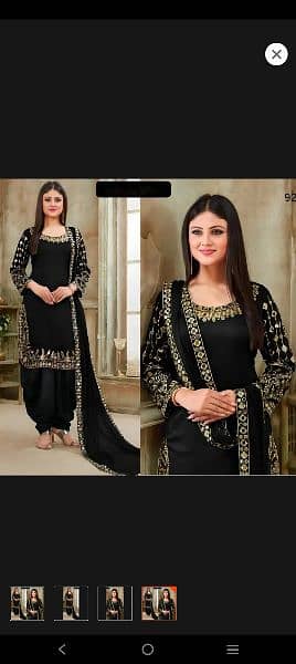 3Pcs Unstitched Embroidered Traditional Chiffon Patiala Suit For women 1