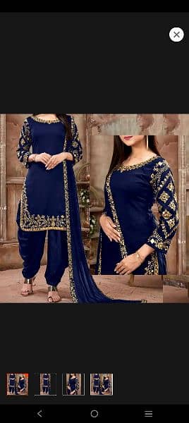 3Pcs Unstitched Embroidered Traditional Chiffon Patiala Suit For women 3