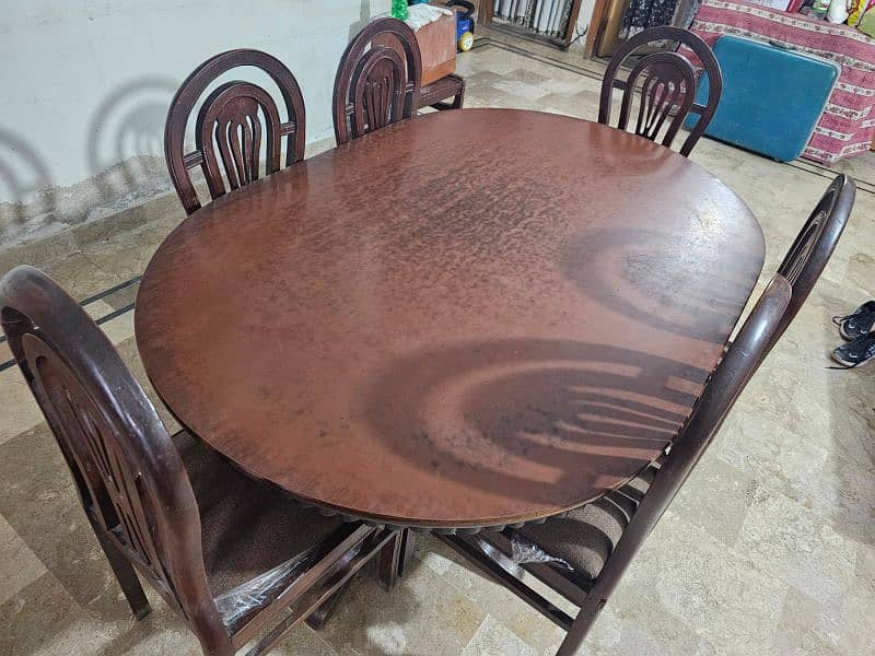 Wooden dinning table with 6 wooden chairs 5