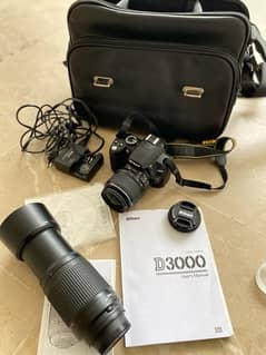D3000 new camera with bag and extra lens,charger  only whatsapp