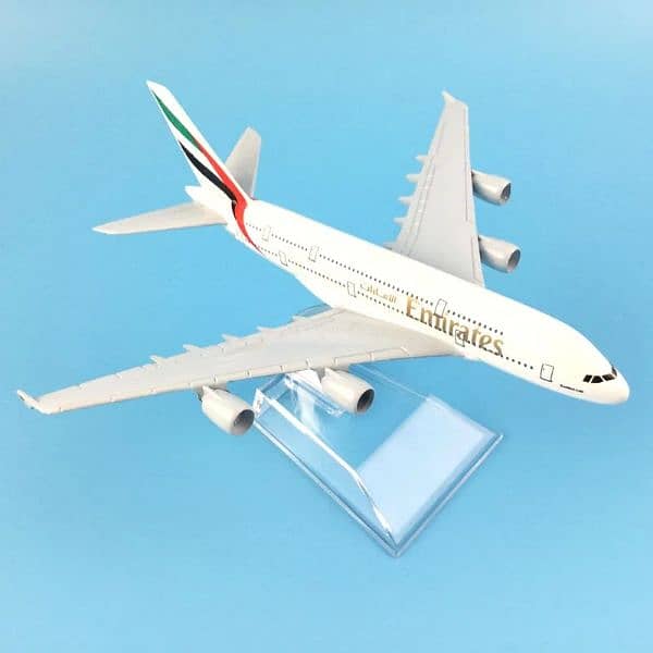 Airplane model Emrates A380 metal body  16 cm 2