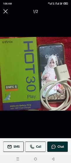 Infinix hot 30 play 4+4/64 charger box orignal just used 4 month