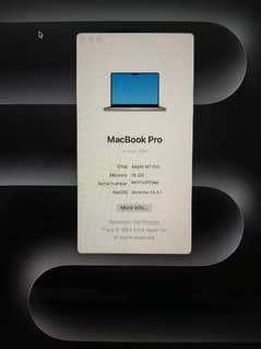 MacBook pro M1 14" 2021 16gb ram 512gb SSD