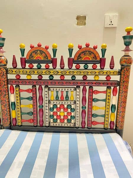 Traditional Nankana Style Colourful bed made of real wood 3