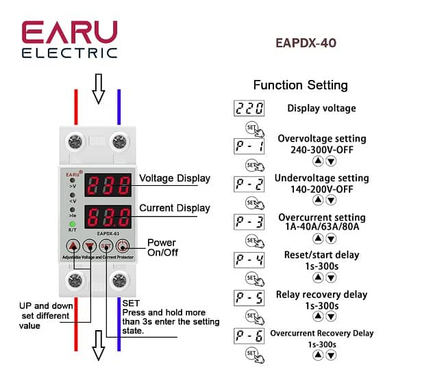 Protection Breaker 40A 230V Over & Under Voltage 1