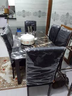 Stunning 6-Seater Marble Top Dining Table - Like New!
