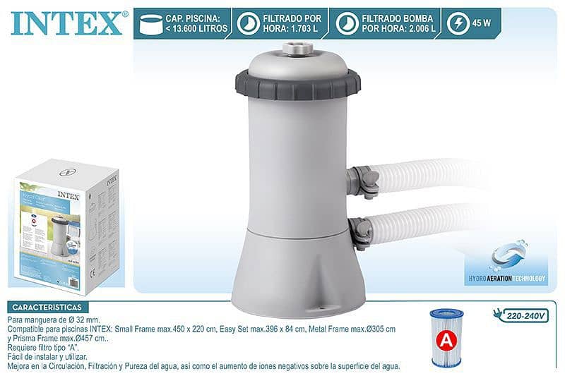 INTEX 28604 cartridge (A) water filter pump for swimming pools. 1