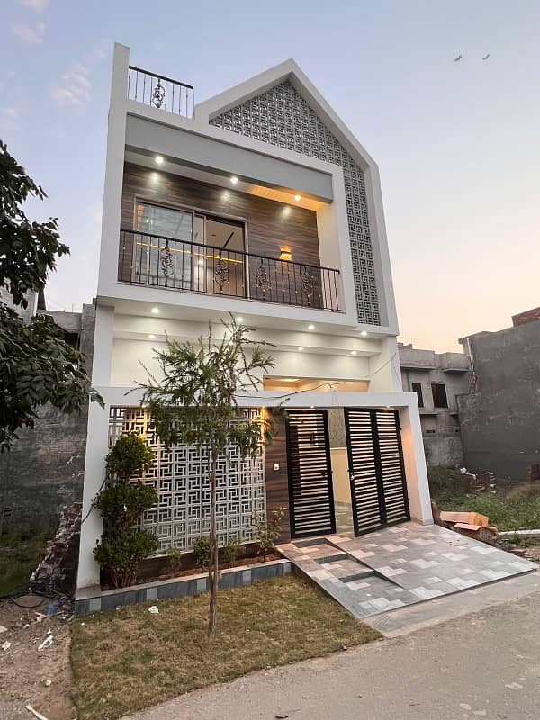 4 marla brand new house is available for sale in hafeez garden housing scheme phase 2 canal road near jallo park opposite sozo water park lahore. 2