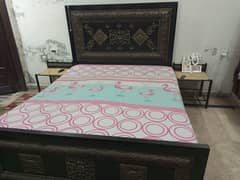 Iron Bed with 2 side tables + Mattress