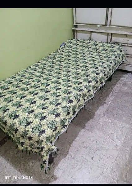 single wood bed with matress 1