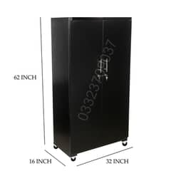 Fixed price Wooden 5x3 Feet two door cupboard wardrobe cabinet black 0