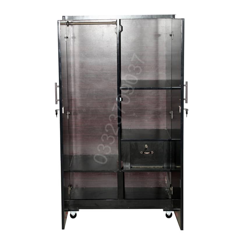 Fixed price Wooden 5x3 Feet two door cupboard wardrobe cabinet black 2