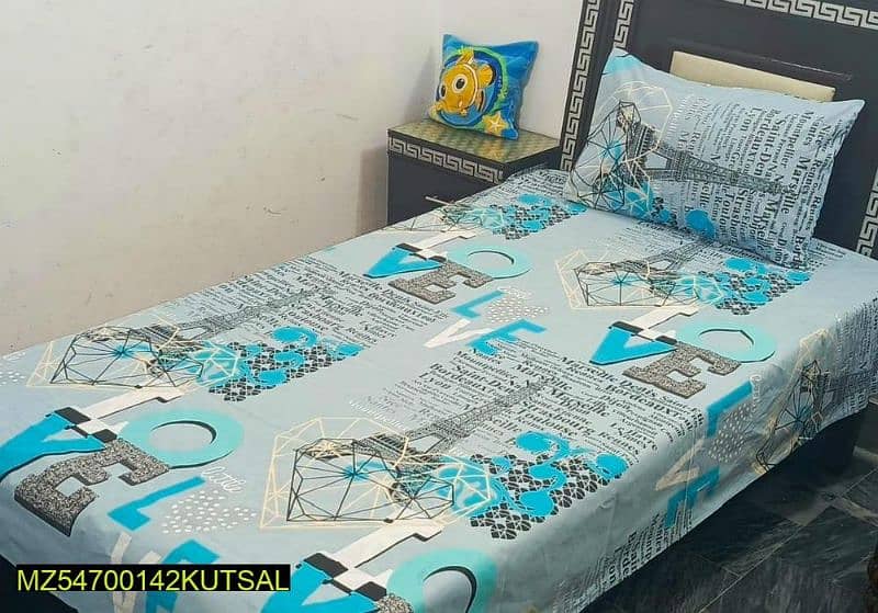Cotton Printed Single Bedsheet With Pillow Cover 1