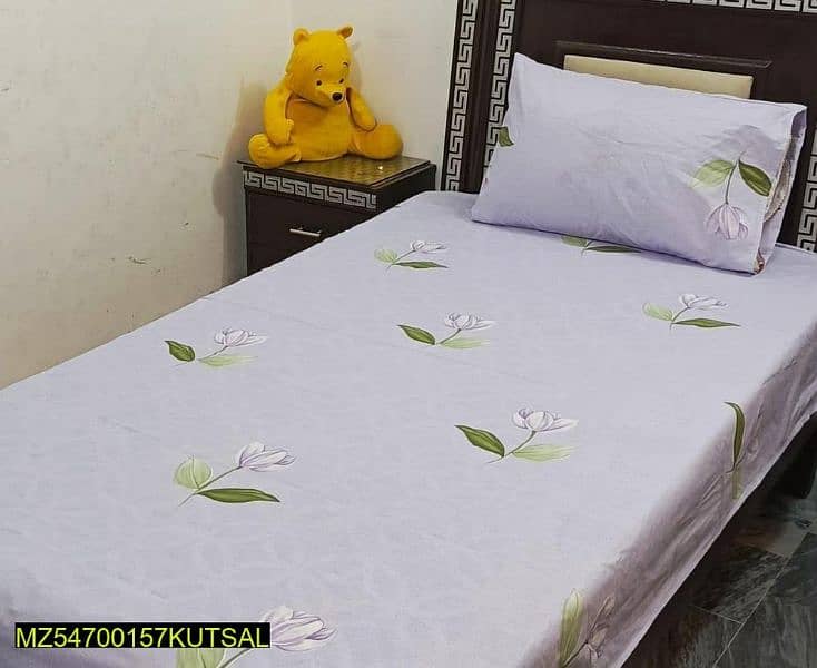 Cotton Printed Single Bedsheet With Pillow Cover 11