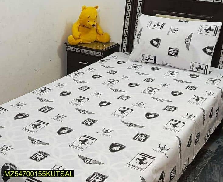 Cotton Printed Single Bedsheet With Pillow Cover 13