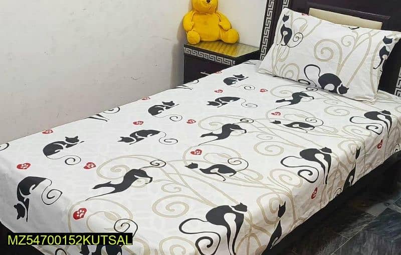 Cotton Printed Single Bedsheet With Pillow Cover 16