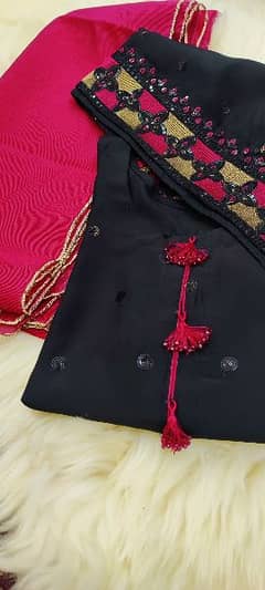 Beautiful Red Black stitch suit