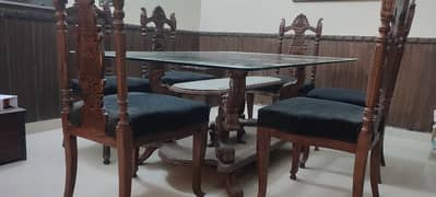 modern and traditional dining table with 6 chair set 0