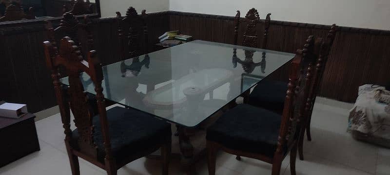 modern and traditional dining table with 6 chair set 1