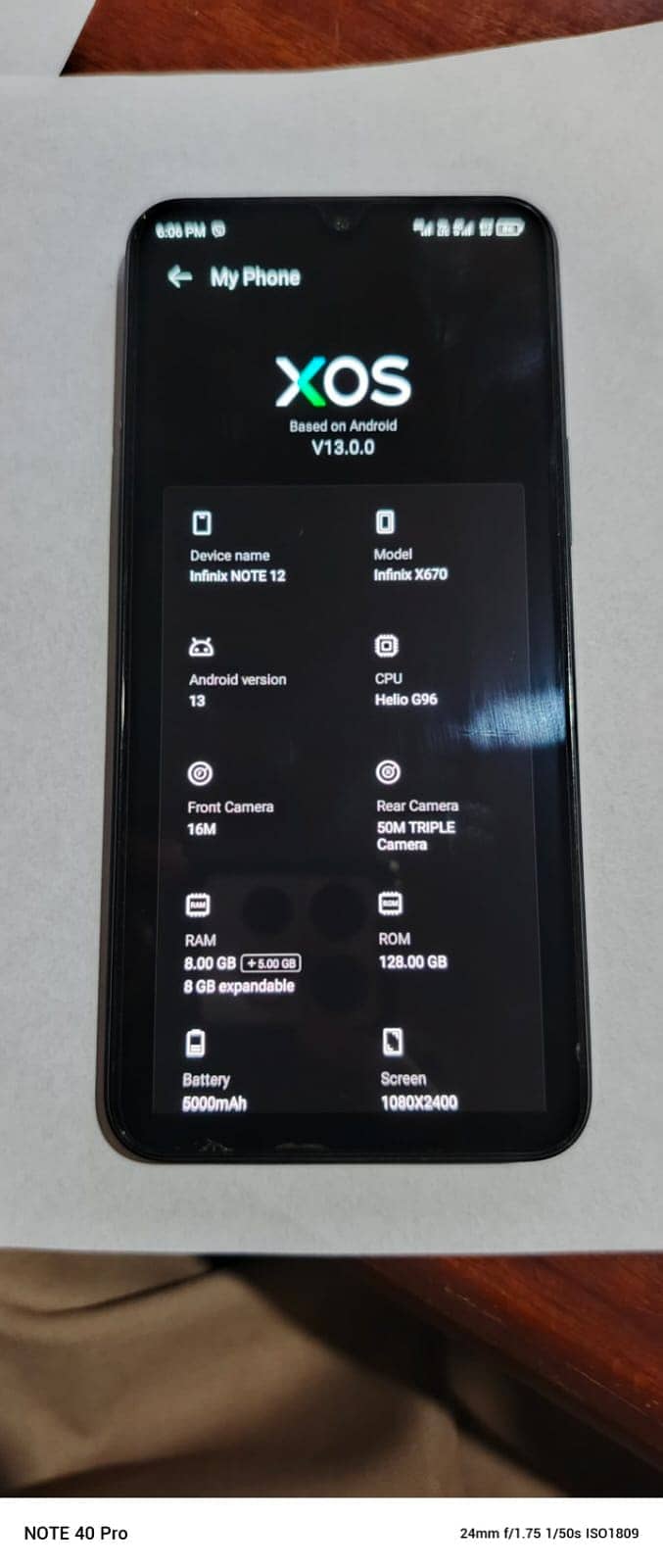 Infinix Note 12 G96 Condition 8/10, Ram 8(+8 expandable) Rom 128gb, 1