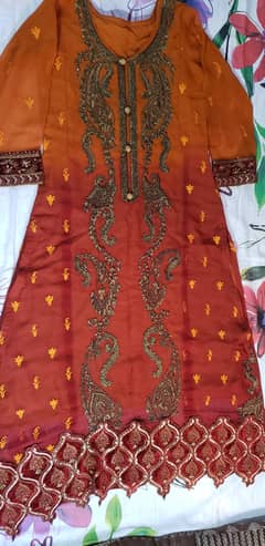 3 Piece Rust color wedding dress (size small)