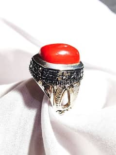 Italian Coral (مرجان) Silver Ring 0