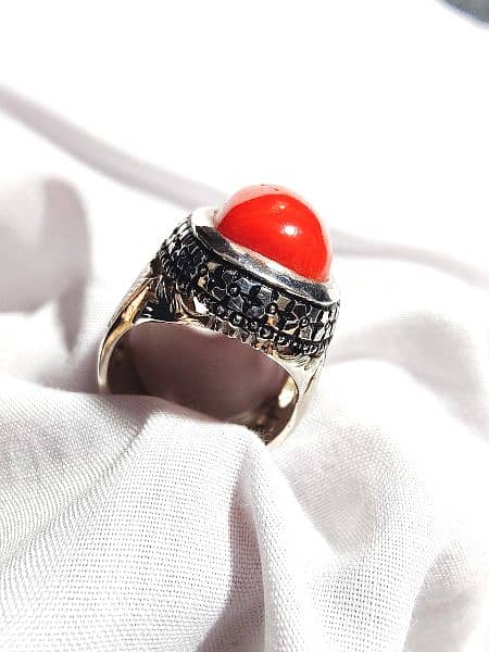 Italian Coral (مرجان) Silver Ring 1