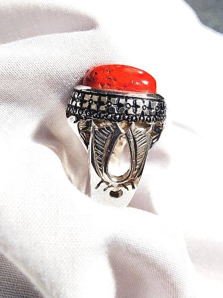 Italian Coral (مرجان) Silver Ring 4