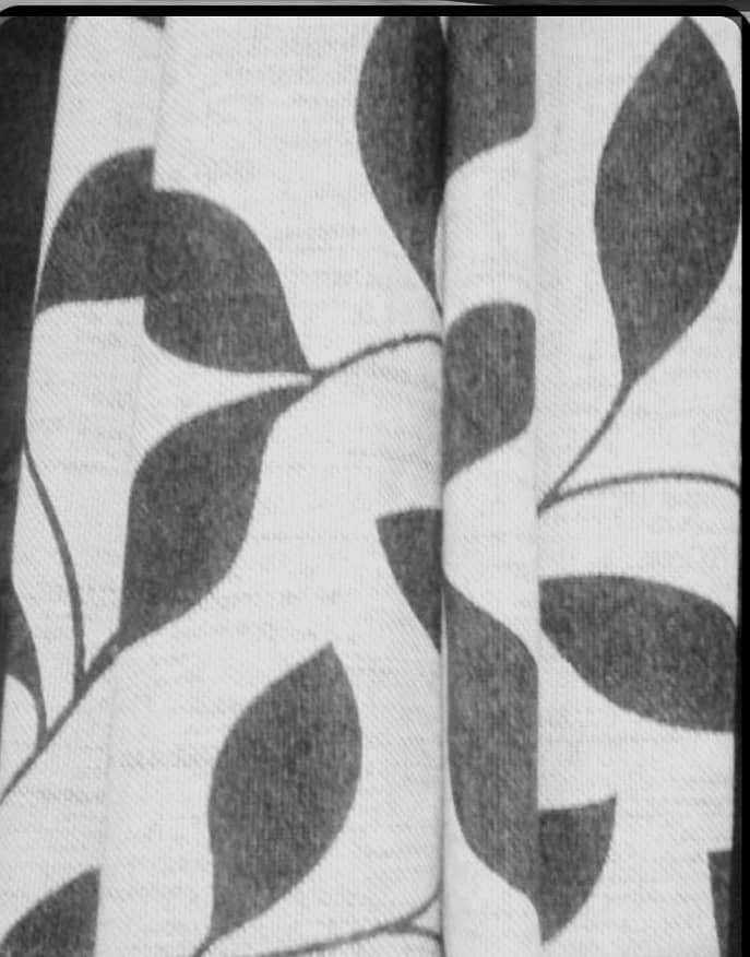 Curtains black and white Leaves Design (Cotton Stuff) 1