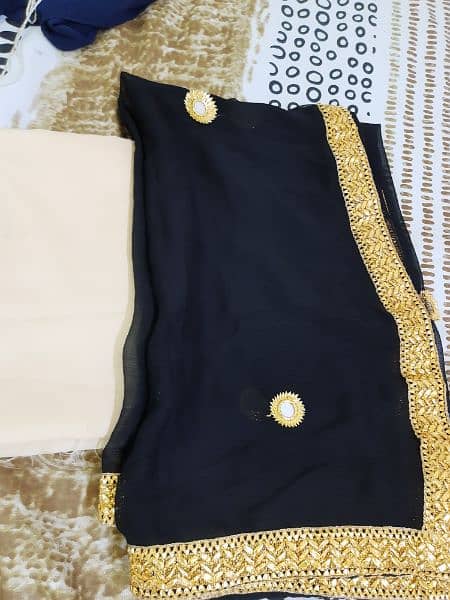unstitched dress organza shirt , Malai trouser and chiffon dupatta 2