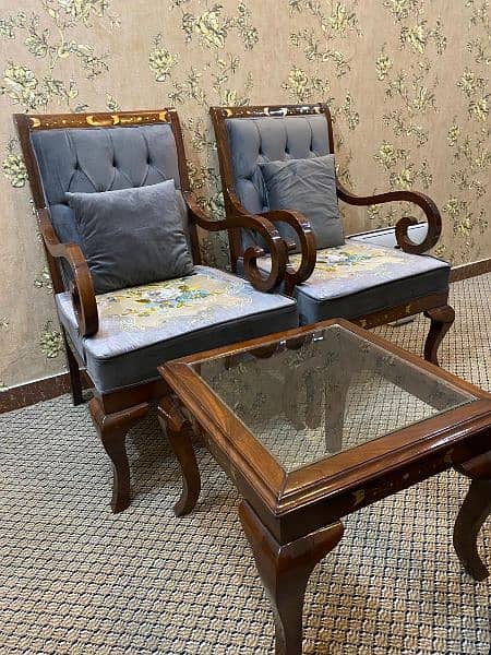 shisham wood pure chair set with table 2