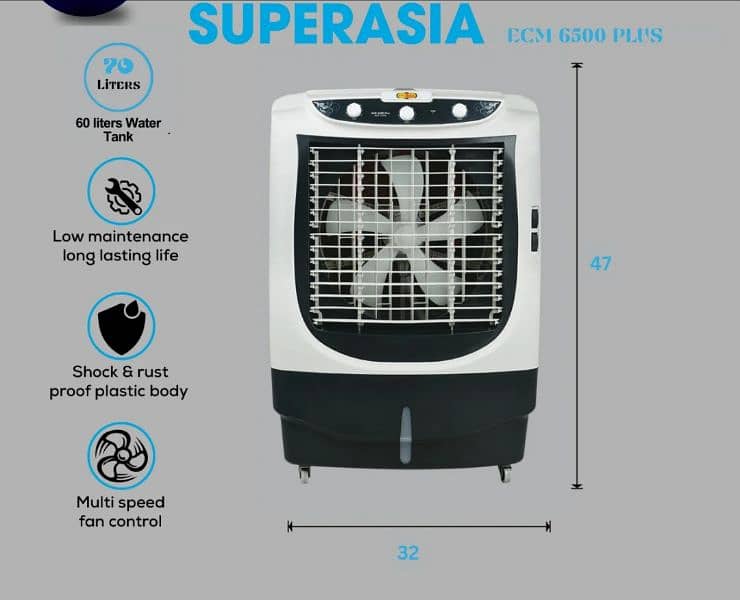Super Asia E-6500 plus super cool Air cooler with ice packs 1