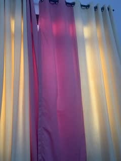 Plain curtains in pink and fone colour