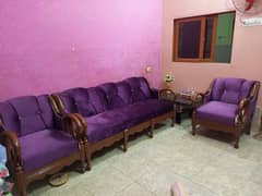 Five Seater Sofa Set, Eight seater Sofa Set Purple velvet wooden 0