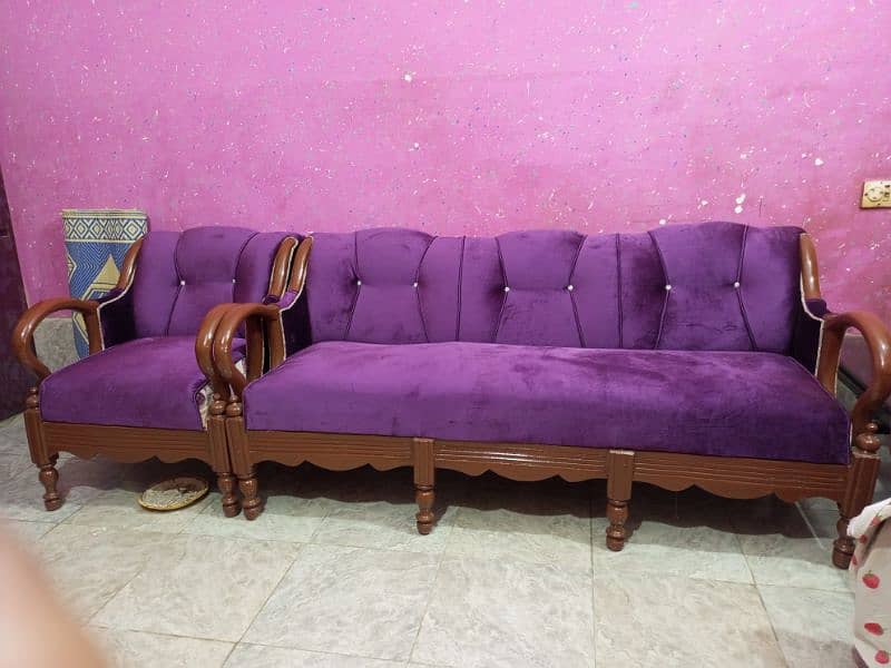 Five Seater Sofa Set, Eight seater Sofa Set Purple velvet wooden 1