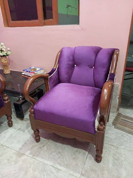 Five Seater Sofa Set, Eight seater Sofa Set Purple velvet wooden 4