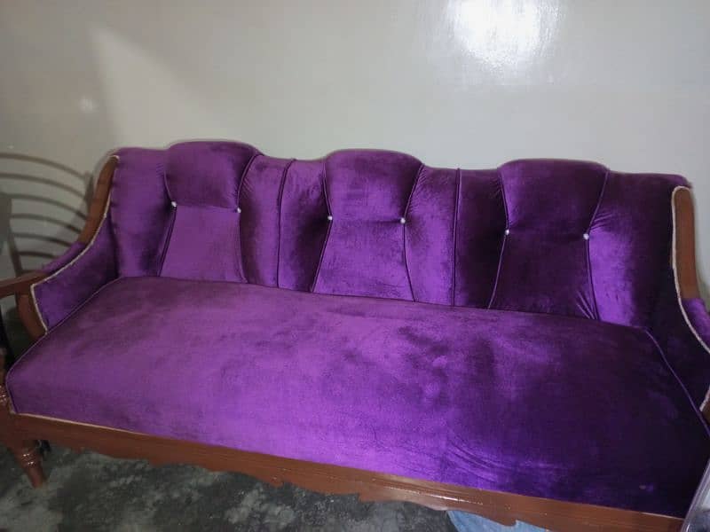 Five Seater Sofa Set, Eight seater Sofa Set Purple velvet wooden 5