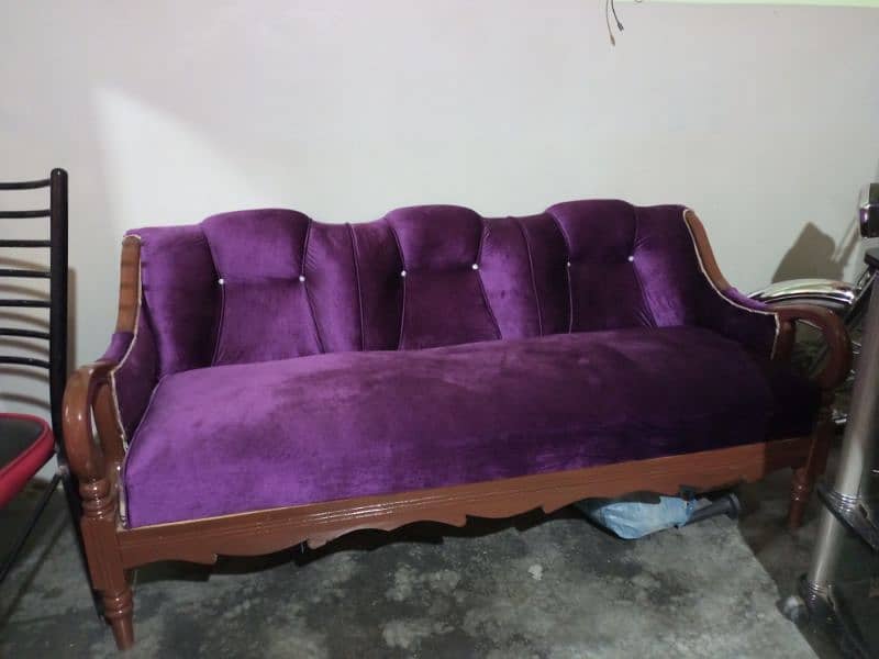 Five Seater Sofa Set, Eight seater Sofa Set Purple velvet wooden 6