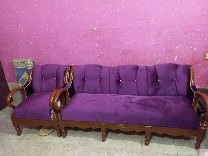 Five Seater Sofa Set, Eight seater Sofa Set Purple velvet wooden 8